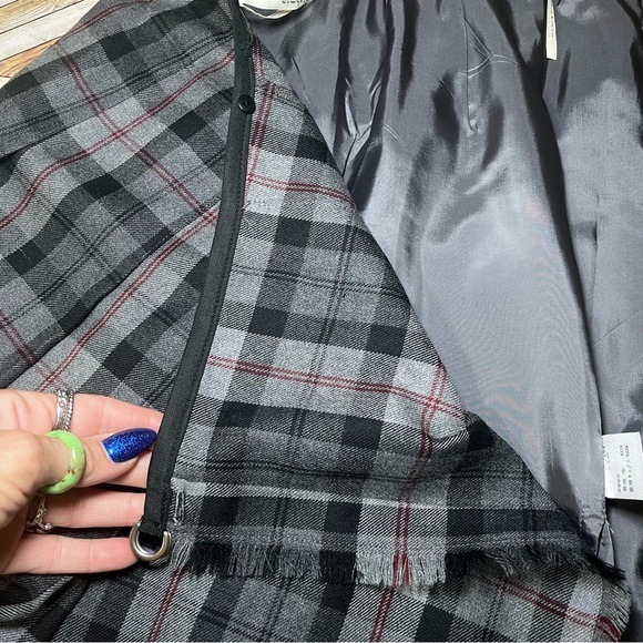 Vintage Brahmin Wool Gray Black Tartan Plaid Skirt Pleated‎ Wrap Style Classic - Picture 12 of 13